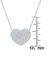 Macy's Silver Plated Brass Cubic Zirconia Pave Heart Necklace