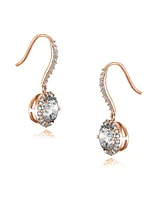 Genevive Sterling Silver Cubic Zirconia Dangle Hook Earrings