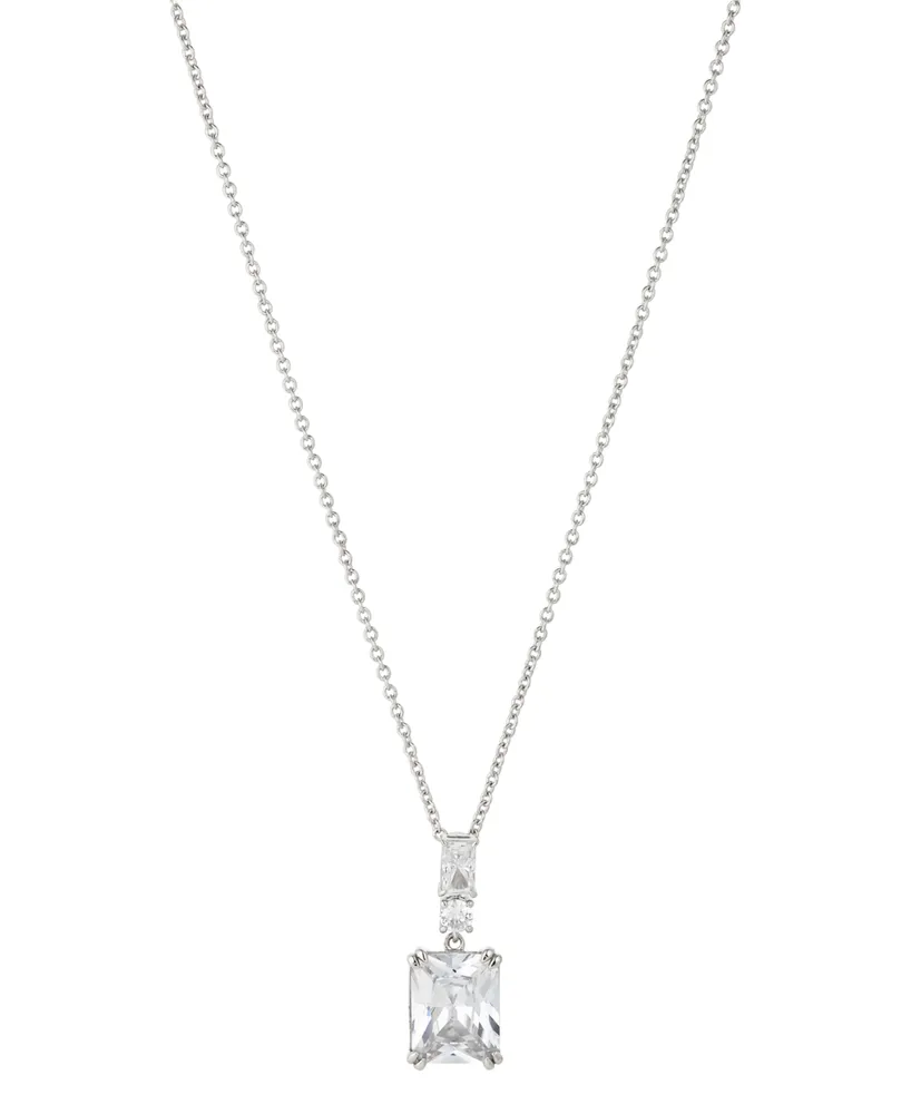 Eliot Danori Cubic Zirconia Emerald Shape Pendant Necklace 16" + 2" Extender