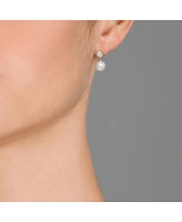 Sterling Silver Cubic Zirconia Pearl Drop Earrings