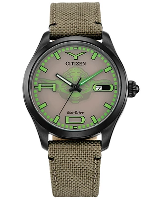 Citizen Eco-Drive Men's Star Wars Yoda Beige Nylon Strap Watch 42mm