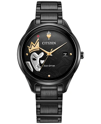 Citizen Eco-Drive Women's Disney Evil Queen Black-Tone Stainless Steel Bracelet Watch 37mm Gift Set