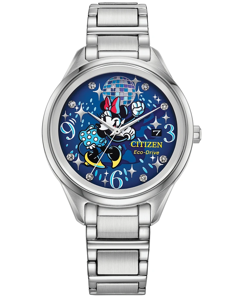 Citizen Eco-Drive Women's Disney Disco Minnie Mouse Stainless Steel Bracelet Watch 37mm