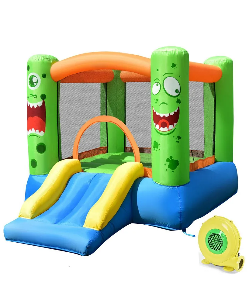 Costway Kids Playing Inflatable Bounce House Jumping Castle Game Fun Slider 480W Blower