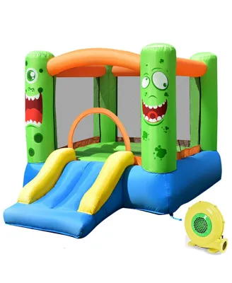 Kids Playing Inflatable Bounce House Jumping Castle Game Fun Slider 480W Blower