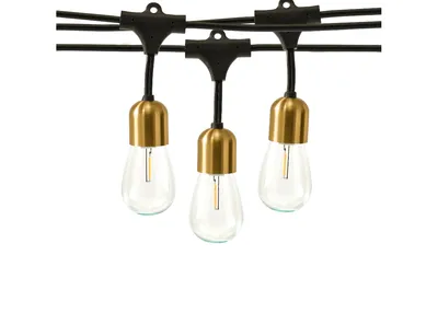 Brightech Glow 27ft Solar Powered Led Outdoor String Lights with Brass Hardware