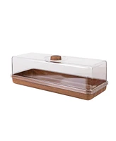 Luxe Party Mahogany Collection Bread and Cake Tray with Cover