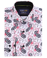 Azaro Uomo Men's Paisley Four-Way Stretch Button Down Slim Fit Shirt