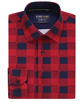 Azaro Uomo Men's Plaid Four-Way Stretch Button Down Slim Fit Shirt