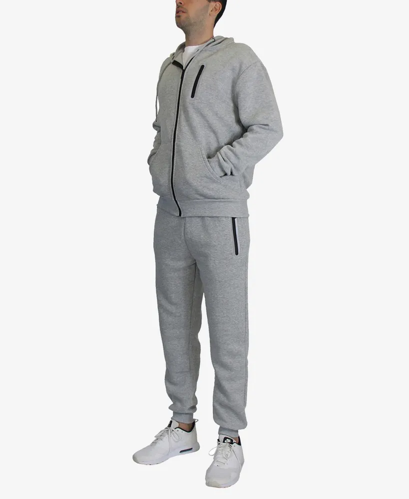 Galaxy By Harvic Men's Slim Fit Fleece-Lined Reflective Design Hoodie and Jogger Pants, 2 Piece Set
