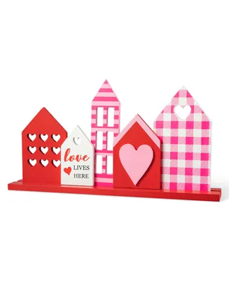 Glitzhome 16" L Valentine's House Wooden Table Decor