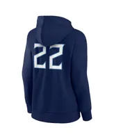 Women's Fanatics Derrick Henry Navy Tennessee Titans Player Icon Name and Number Pullover Hoodie