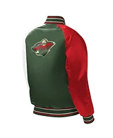 Big Boys, Girls and Starter Green Minnesota Wild Raglan Full-Snap Varsity Jacket
