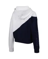 Women's Dkny Sport Navy, White Atlanta Braves Bobbi Colorblock Pullover Hoodie