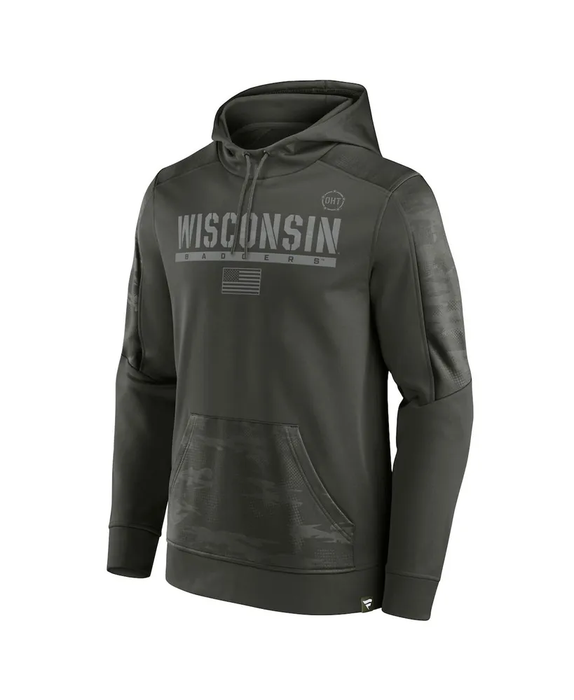Men's Fanatics Olive Wisconsin Badgers Oht Military-Inspired Appreciation Guardian Pullover Hoodie