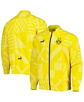 Men's Puma Yellow Borussia Dortmund Pre-Match Raglan Full-Zip Training Jacket