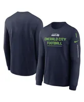 Men's Nike College Navy Seattle Seahawks Team Slogan Long Sleeve T-shirt