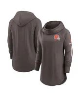 Women's Nike Heathered Brown Cleveland Browns Minimal Statement Raglan Funnel Neck Pullover Hoodie