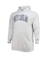 Men's Champion Heathered Gray North Carolina Tar Heels Big and Tall Reverse Weave Fleece Pullover Hoodie Sweatshirt