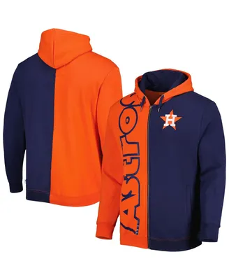 Men's Mitchell & Ness Orange, Navy Houston Astros Fleece Full-Zip Hoodie