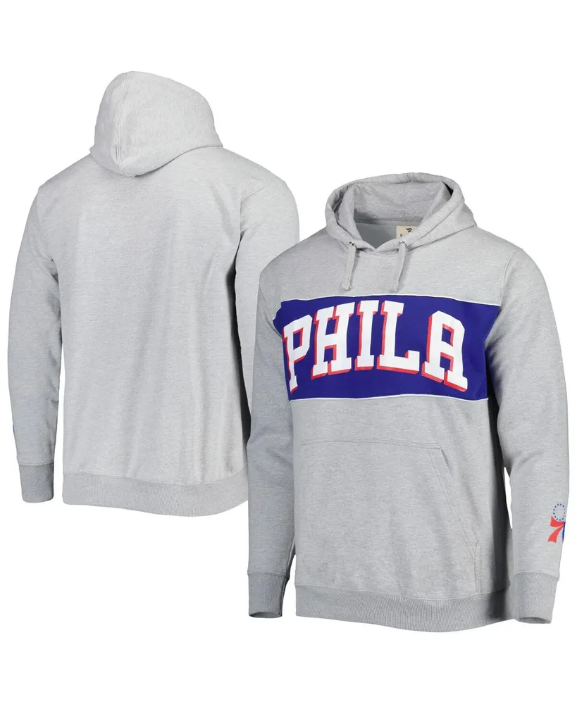 Men's Fanatics Heather Gray Philadelphia 76ers Wordmark French Terry Pullover Hoodie