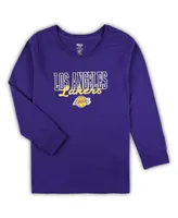 Women's Concepts Sport Purple, Heather Gray Los Angeles Lakers Plus Long Sleeve T-shirt and Shorts Sleep Set