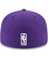 Men's New Era White, Purple Los Angeles Lakers Back Half 9FIFTY Fitted Hat