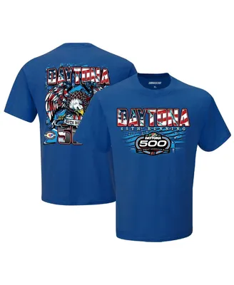 Men's Checkered Flag Sports Royal 2023 Daytona 500 Two Spot Knit Patriotic Eagle T-shirt