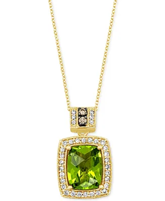 Le Vian Green Apple Peridot (3 ct. t.w.), Chocolate Diamonds (1/20 ct. t.w.) & Vanilla Diamonds (1/5 ct. t.w.) Pendant Necklace in 14k Yellow Gold, 18