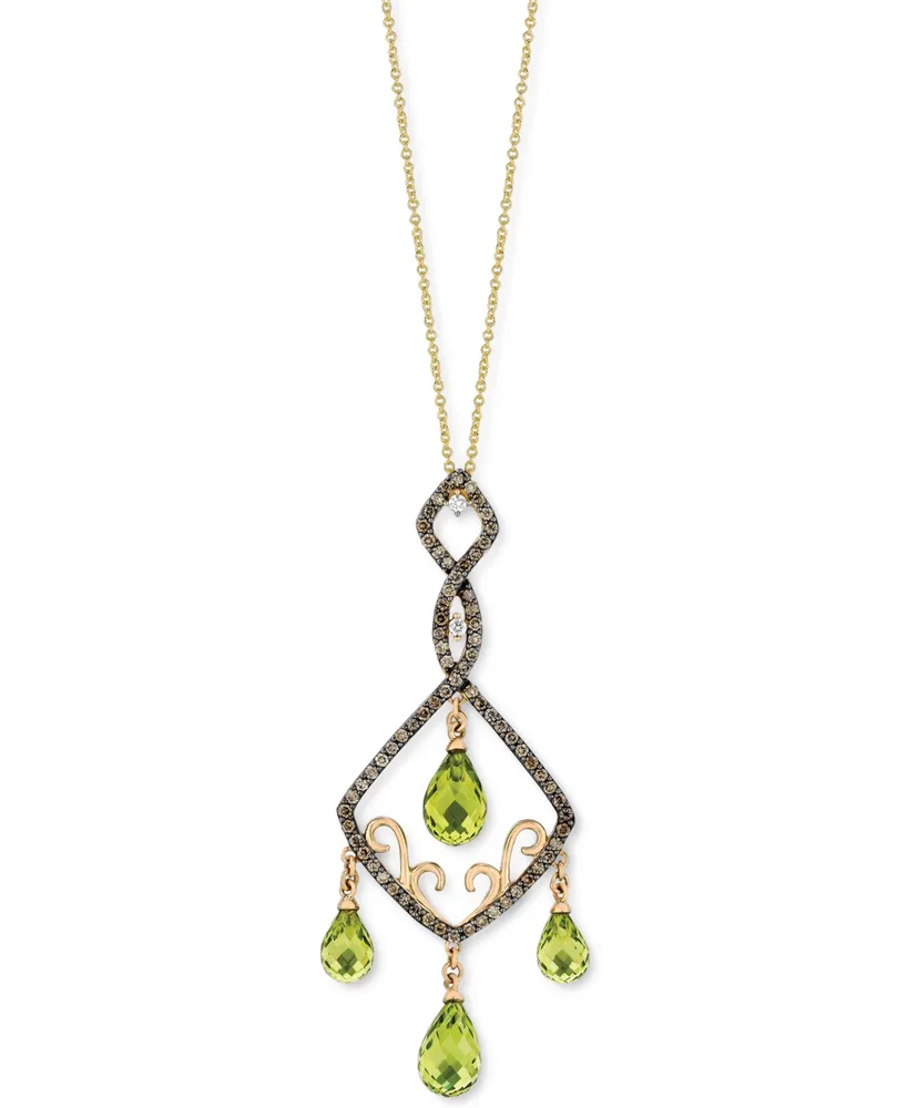 Le Vian Green Apple Peridot (7-1/3 ct. t.w.), Chocolate Diamonds (5/8 ct. t.w) & Vanilla Diamonds (1/20 ct. t.w.) Pendant Necklace in 14k Yellow Gold,