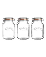 Kilner Square Clip Top Jar 68 oz, Set of 3