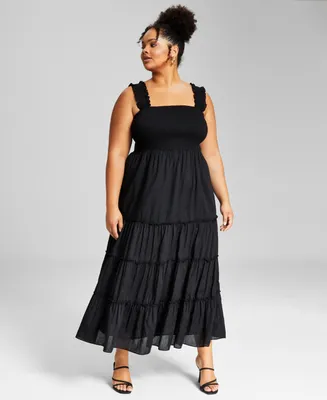 And Now This Trendy Plus Smocked Ruffle Maxi Dress