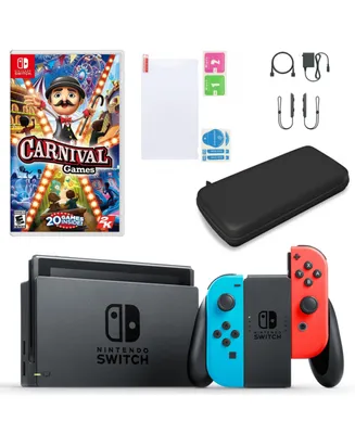 Nintendo Switch in Neon with Carnival Games & Accessories