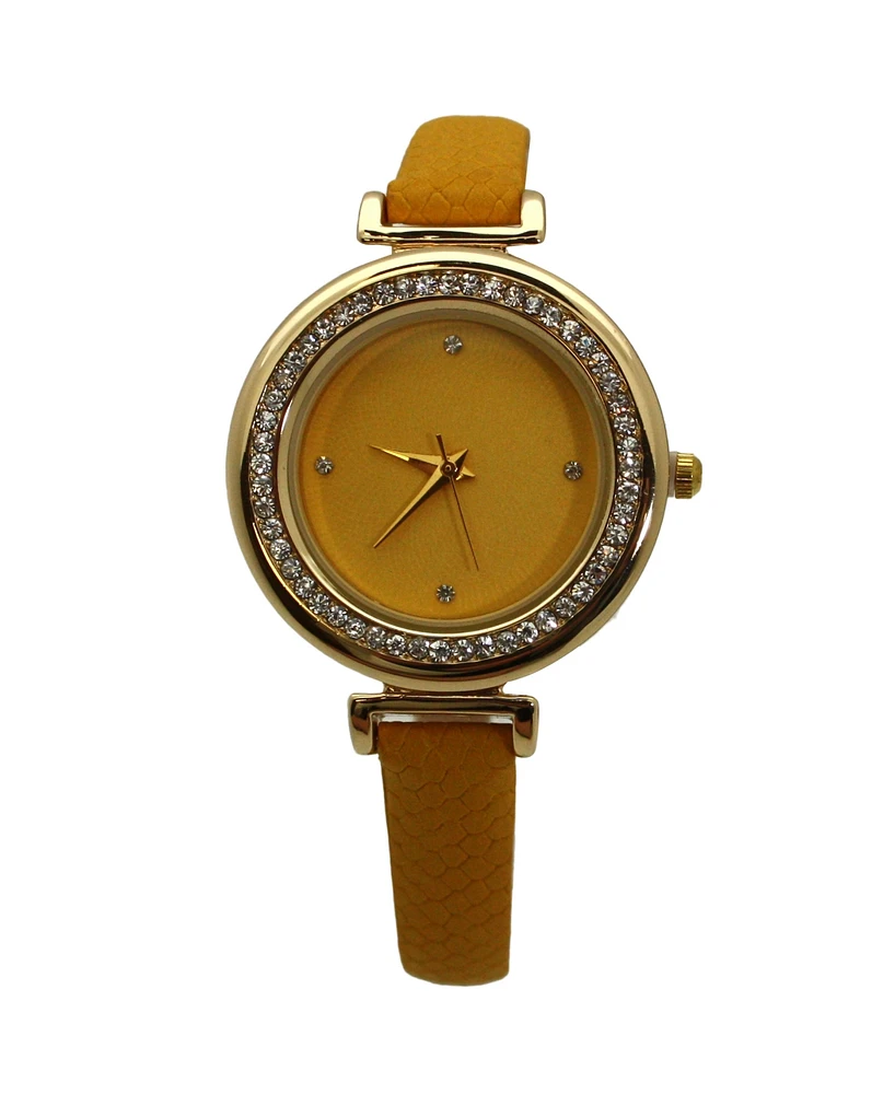 Olivia Pratt Soft Leather Solid Colors and Rhinestones Women Watch