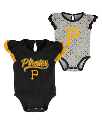 Girls Newborn Black, Heathered Gray Pittsburgh Pirates Scream and Shout Two-Pack Bodysuit Set