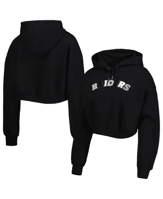 Women's The Wild Collective Black Las Vegas Raiders Cropped Pullover Hoodie