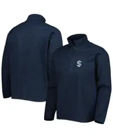 Men's Antigua Heathered Deep Sea Blue Seattle Kraken Course Quarter-Zip Jacket