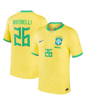 Men's Nike Gabriel Martinelli Yellow Brazil National Team 2022/23 Replica Home Jersey