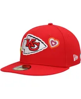 Men's New Era Red Kansas City Chiefs Chain Stitch Heart 59Fifty Fitted Hat