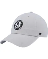 Men's '47 Brand Gray Brooklyn Nets Team Logo Clean Up Adjustable Hat