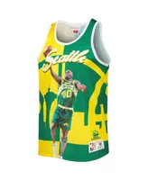Men's Mitchell & Ness Shawn Kemp Green, Gold Seattle SuperSonics Sublimated Player Tank Top
