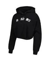 Women's The Wild Collective Black Las Vegas Raiders Cropped Pullover Hoodie