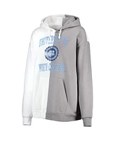 Women's Gameday Couture Gray, White North Carolina Tar Heels Split Pullover Hoodie