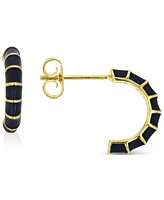 Enamel Hoop Earrings Sterling Silver or 14k Gold over Silver