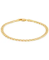 Children's Polished Hollow Curb Chain Bracelet in 14k Yellow Gold