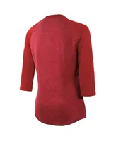 Women's Majestic Threads Red Kansas City Chiefs Super Bowl Lvii Desert Tri-Blend Raglan 3/4 Sleeve T-shirt