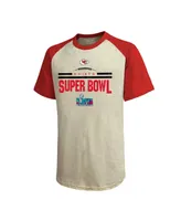 Men's Majestic Threads Cream, Red Kansas City Chiefs Super Bowl Lvii Goal Line Stand Raglan T-shirt