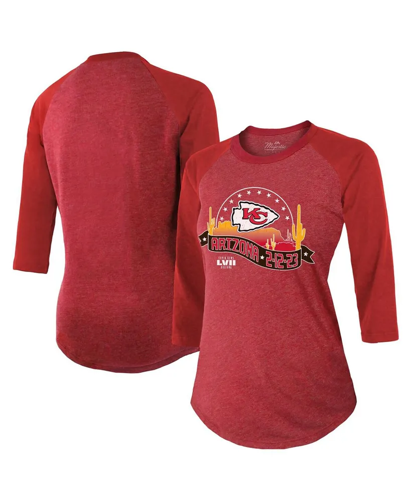 Kansas City Chiefs Fanatics Branded Women's Super Bowl LVII Raise The Bar  Tri-Blend Half-Sleeve