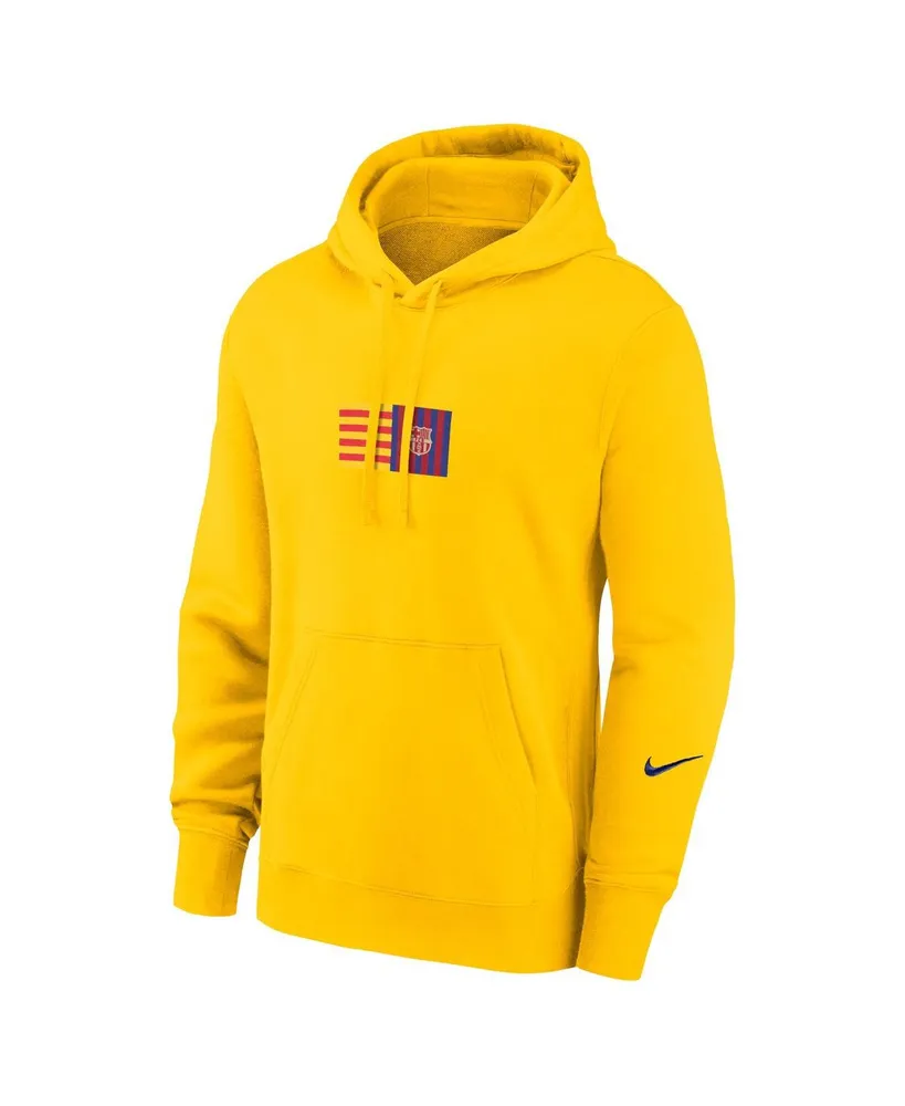 Men's Nike Yellow Barcelona Club Logo Pullover Hoodie