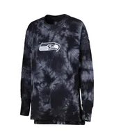 Women's Msx by Michael Strahan Black Seattle Seahawks Bailey Tie-Dye Pullover Sweatshirt